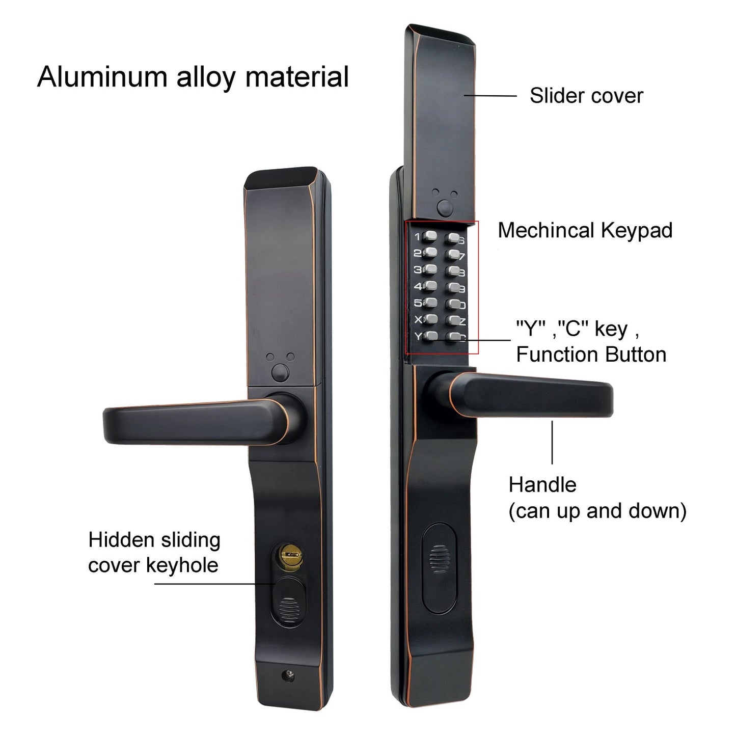 Aluminum Outdoor Gate Push Button Keyless Door Lock