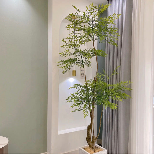 Имитированное растение Наньтяньжу в горшке, комнатное ложное зеленое растение