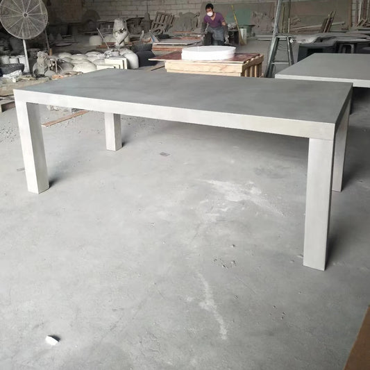 high strength durable outdoor rectangular fiberglass cement concrete dining table