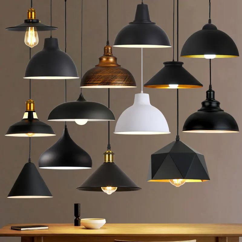Industrial decorative black lighting pendant hanging ceiling chandeliers nordic kitchen dining room modern led pendant light
