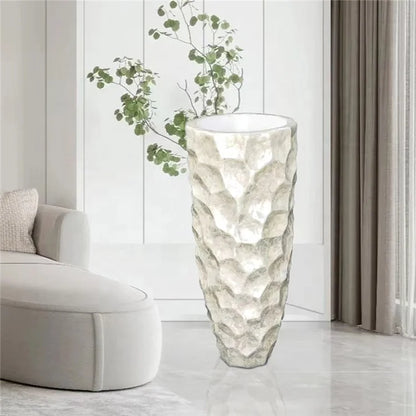 Новый набор из трех скандинавских простых художественных напольных ваз с белыми ракушками и цветочных горшков для домашнего декора 