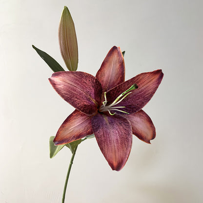 2-head Lily Two Ends, One Flower, One Bud, Simulated Lily Artificial Flower