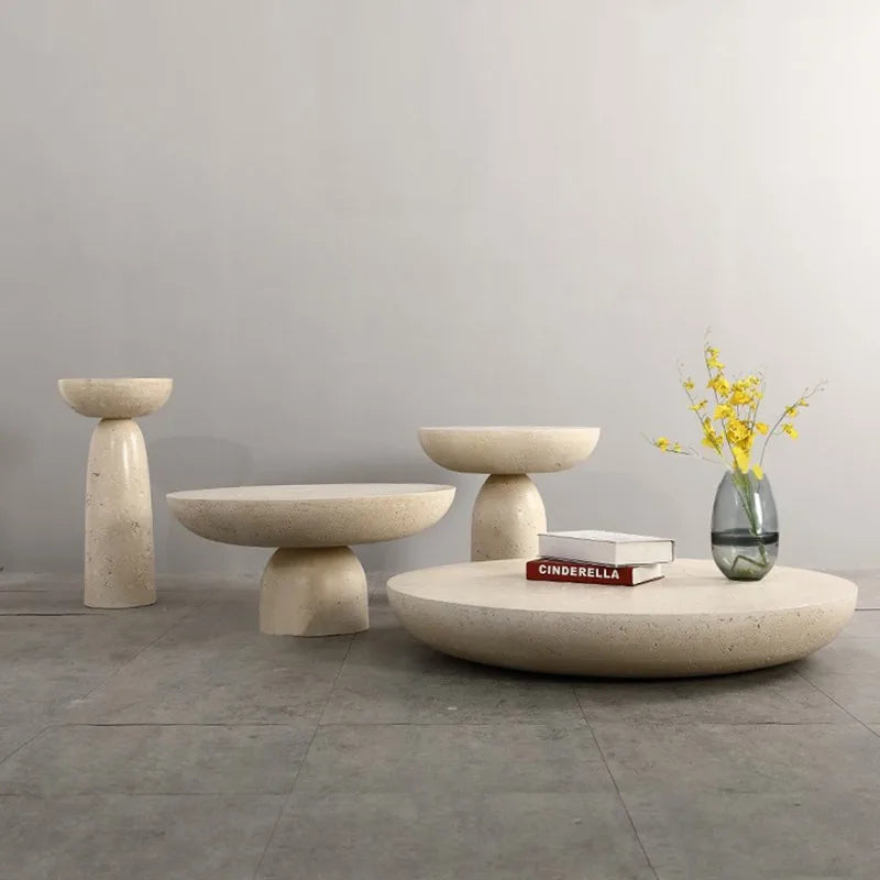 Elefante Modern Art Anthracite Wax-Finished Cement Table Decor Side Round Concrete Coffee Table
