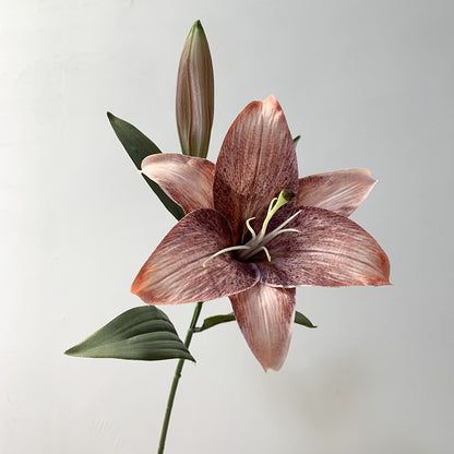 2-head Lily Two Ends, One Flower, One Bud, Simulated Lily Artificial Flower