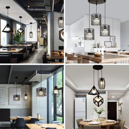 industrial bar dining room kitchen home chandelier pendant light e27 black metal shade modern nordic pendant lamp