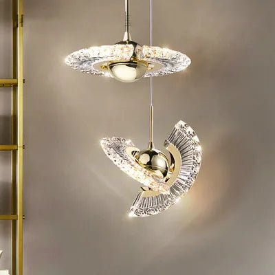 Moderna Stilo Eŭropa Salono Lumoj Kristala Bedside Pendula Lampo LED Ora Litoĉambro 