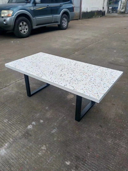 high strength durable outdoor rectangular fiberglass cement concrete dining table