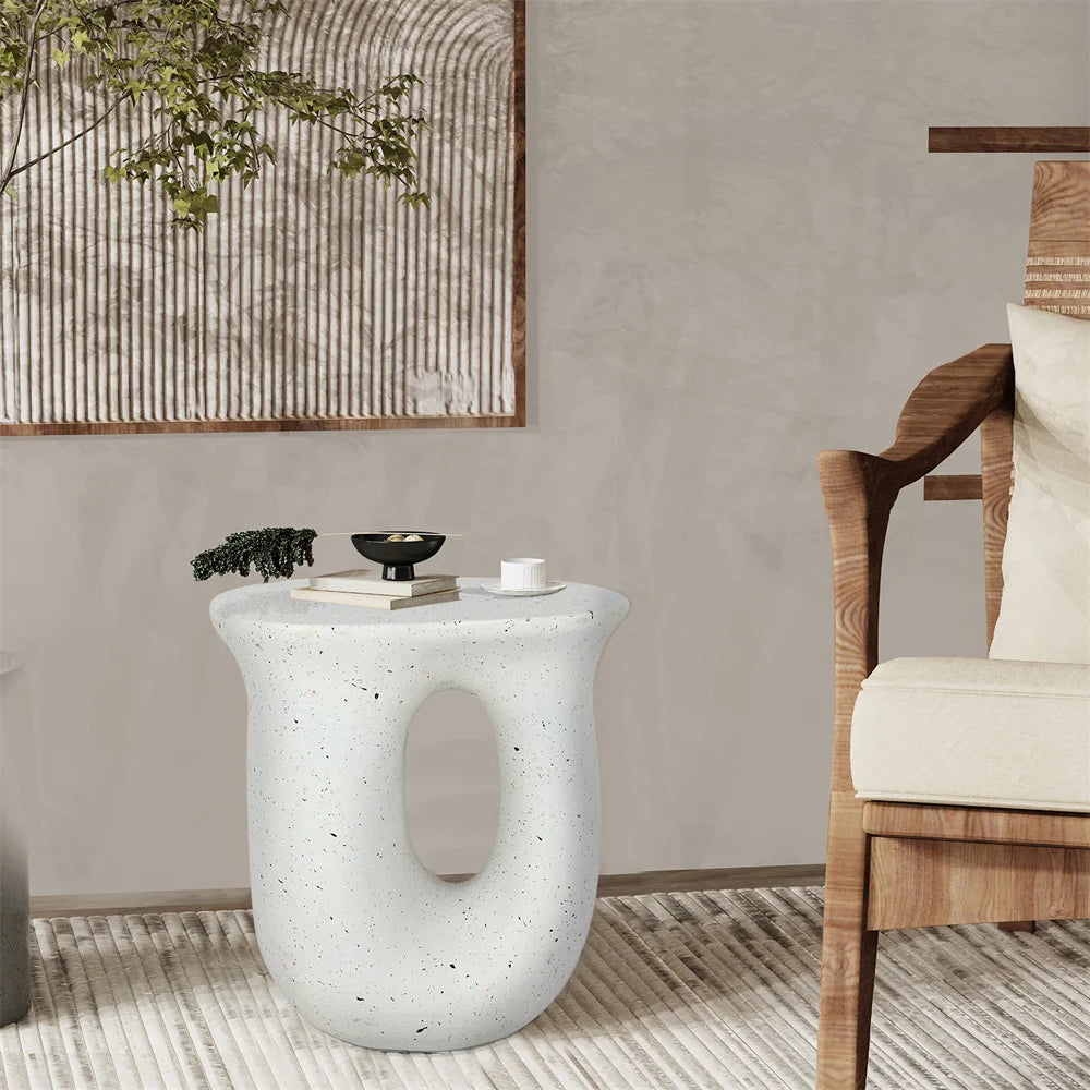 Современный U-образный геометрический легкий бетонный акцентный стол, садовый уличный табурет, декоративный столик для гостиной