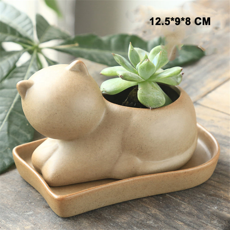 Stoneware Mini Cute Pet Succulent Perforated Flower Pot