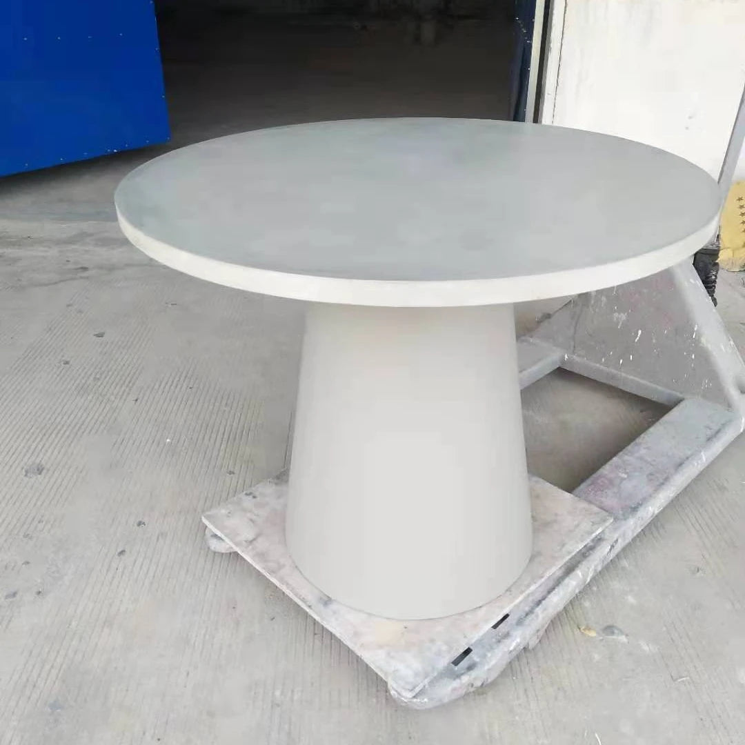 Заводские продажи высокопрочный прочный открытый круглый бетонный столик из стекловолокна и цемента для дома и сада 