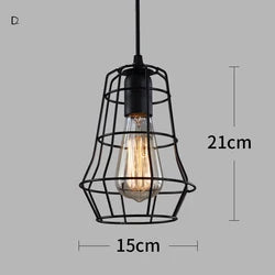 industrial bar dining room kitchen home chandelier pendant light e27 black metal shade modern nordic pendant lamp