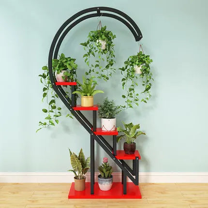 Heart Shaped Flower Stand Living Room Wrought Iron Multi Layer Planter Stand