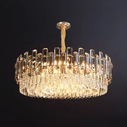 Rustic bedroom dining room pendant light fixtures ceiling luxury gold led modern K9 crystal chandeliers