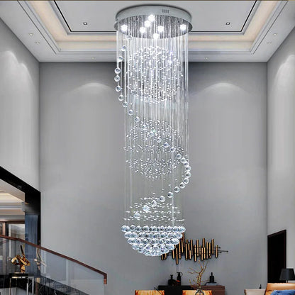 Большой золотой длинный потолок для отеля, роскошные подвесные подвесные светильники, освещение, светодиодная лестница, современная хрустальная люстра