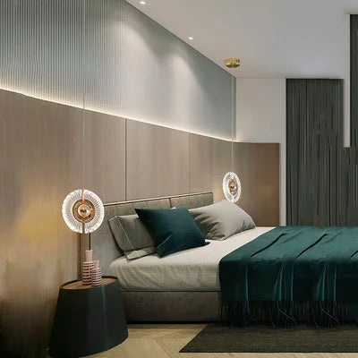 Modern Style European Living Room Lights Crystal Bedside Hanging Lamp LED Gold BedRoom